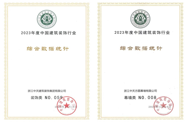 AG贵宾会装饰集团位列2023年度中国建筑装饰企业百强59位、幕墙百强第8位